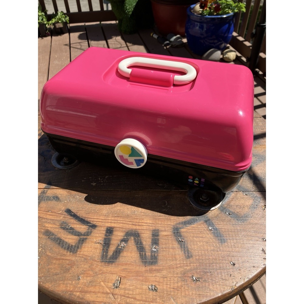 Caboodles Makeup Case Plano Molding Co Pink Black Organizer USA